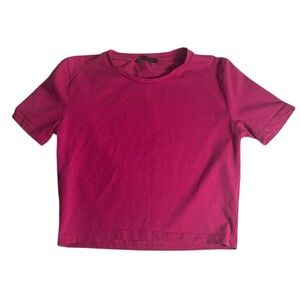 ZARA Cropped Pink T-Shirt Top | Size M | Trendy Fitted Minimal Tee